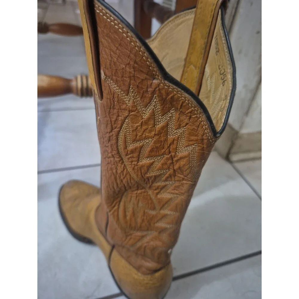 VTG Bona Allen Men’s Size 9D 2-tone Brown Leather Cowboy Western Boots 8056 Rare